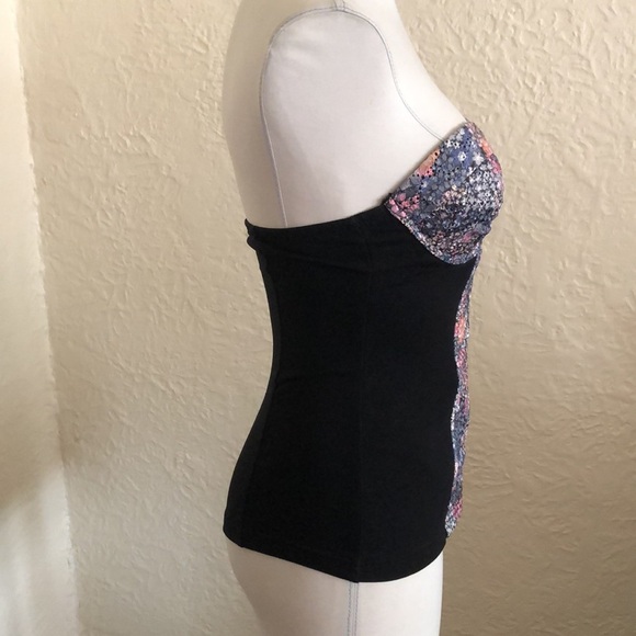 ASOS Pink Blue Floral Lace Black Zipper Front Bustier Corset Bra Top Coquette 6 - Picture 6 of 9